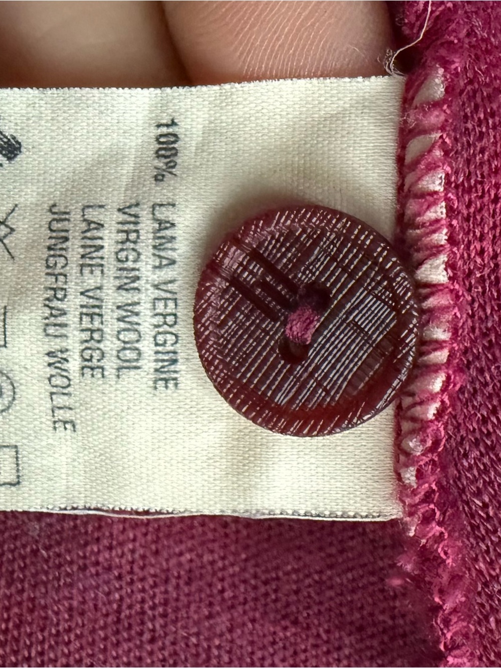 M by Missoni Burgundy Fringe-Trim Button Cardigan - Picture 7 of 8